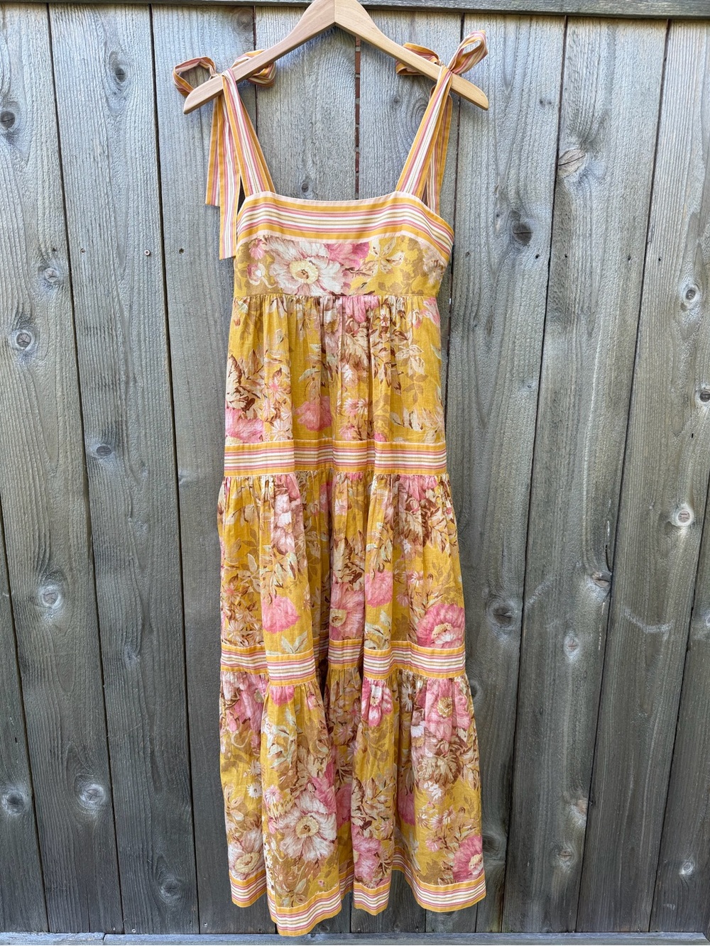 Zimmerman Yellow Floral Tie-Shoulder Maxi Dress